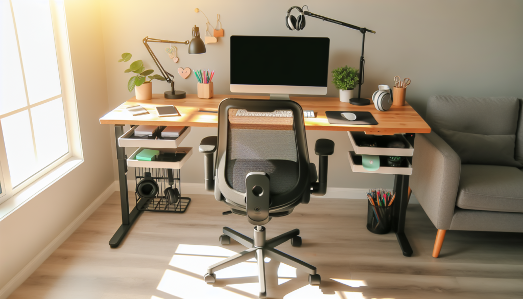 Transform your work-from-home setup with these essential items: Comfortable chair, ergonomic keyboard and mouse, adjustable standing desk, quality headphones, desk organizer, natural light lamp, and plants. Create a cozy and organized workspace to maximize productivity and comfort while working remotely.